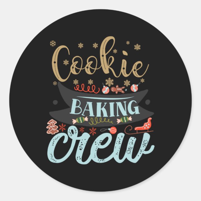 Pegatina Redonda Cookie Baking Crew Christmas Holiday Family T Shir (Anverso)