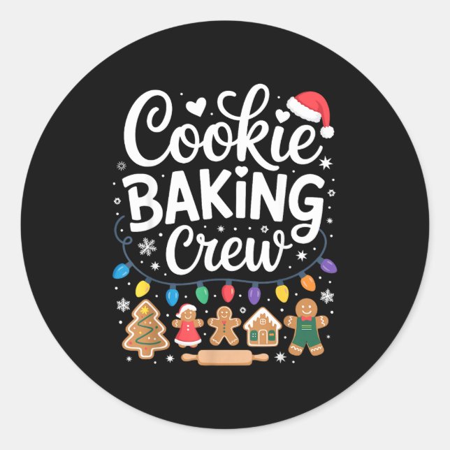 Pegatina Redonda Cookie Baking Crew Holiday Squad Gingerbread Chris (Anverso)