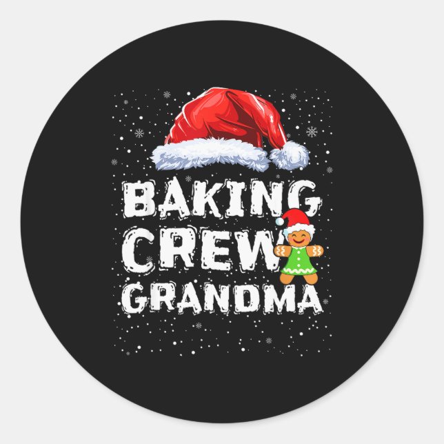 Pegatina Redonda Cookie Baking Crew Shirt Grandma Matching Christma (Anverso)