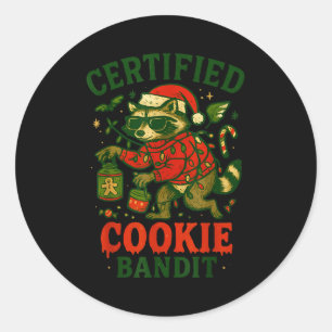 Pegatina Redonda Cookie Bandit con certificación, Navidades diverti