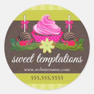 Pegatina Redonda Cookie de copas de pasteles y repostería