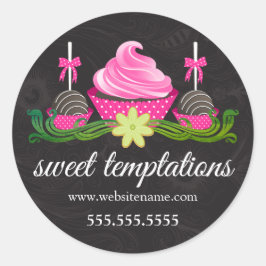 Pegatina Redonda Cookie de copas de pasteles y repostería