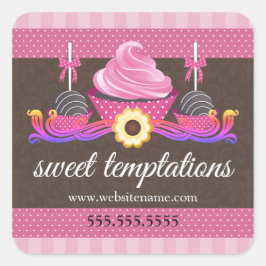 Pegatina Redonda Cookie de copas de pasteles y repostería