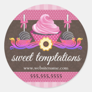 Pegatina Redonda Cookie de copas de pasteles y repostería