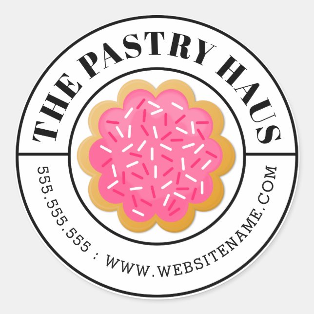 Pegatina Redonda Cookie elegante y texto curvo (Anverso)