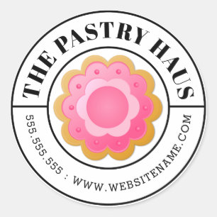 Pegatina Redonda Cookie elegante y texto curvo