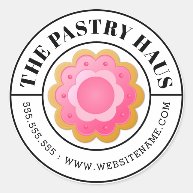 Pegatina Redonda Cookie elegante y texto curvo (Anverso)