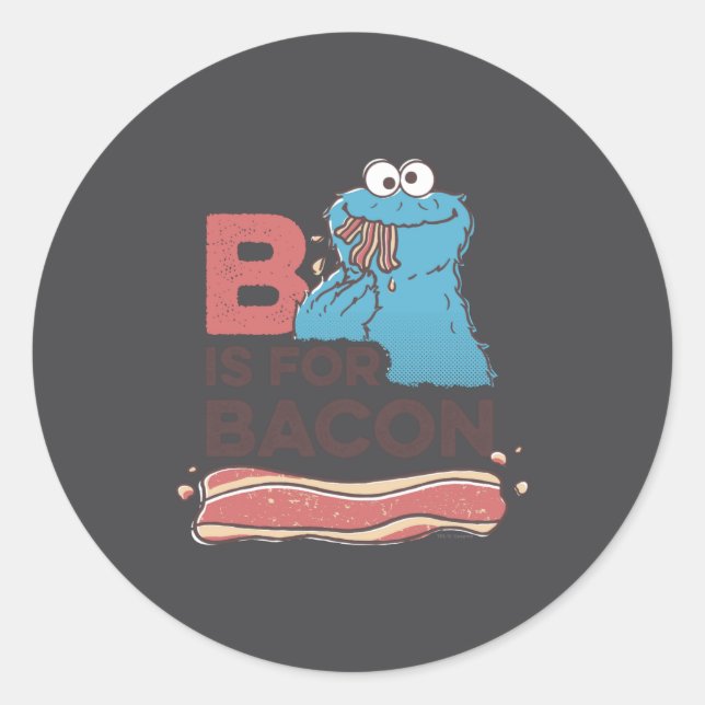 Pegatina Redonda Cookie Monster B Is For Bacon  (Anverso)