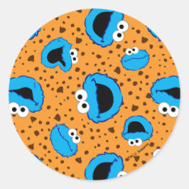 Pegatina Redonda Cookie Monster en patrón de galleta