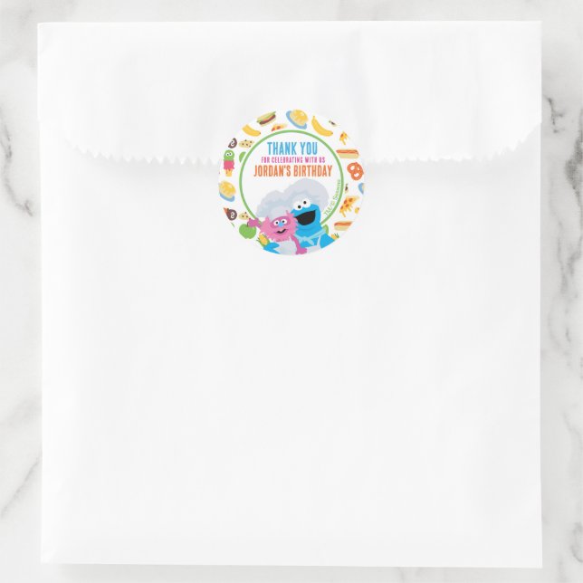 Pegatina Redonda Cookie Monster Foodie Truck Gracias (Bolso)