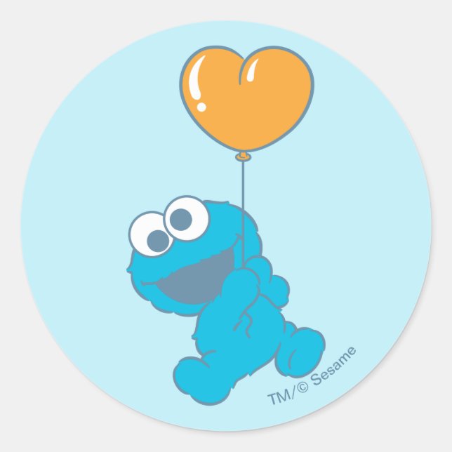 Pegatina Redonda Cookie Monster Heart Balloon (Anverso)