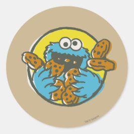 Pegatina Redonda Cookie Monster Retro