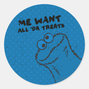 Pegatina Redonda Cookie Monster - ¡Todos los tratamientos de "Da"!