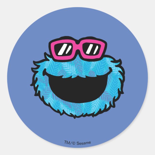 Pegatina Redonda Cookie Monster | Vibes de verano (Anverso)