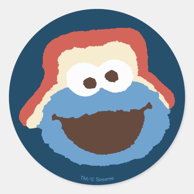 Pegatina Redonda Cookie Monster Woodland Face (Anverso)