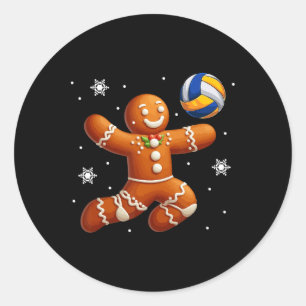 Pegatina Redonda Cookie Pl, Navidades de voleibol que juegan al pan