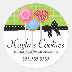 Pegatina Redonda Cookie Pops Green Bakery