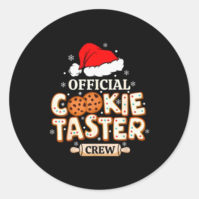 Pegatina Redonda Cookie Taster Crew, Funny Christmas Baking Team  (Anverso)