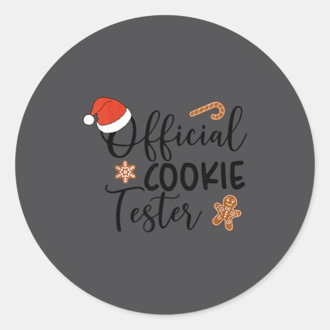 Pegatina Redonda Cookie Tester &amp; Cookie Baker Funny Christmas C (Anverso)