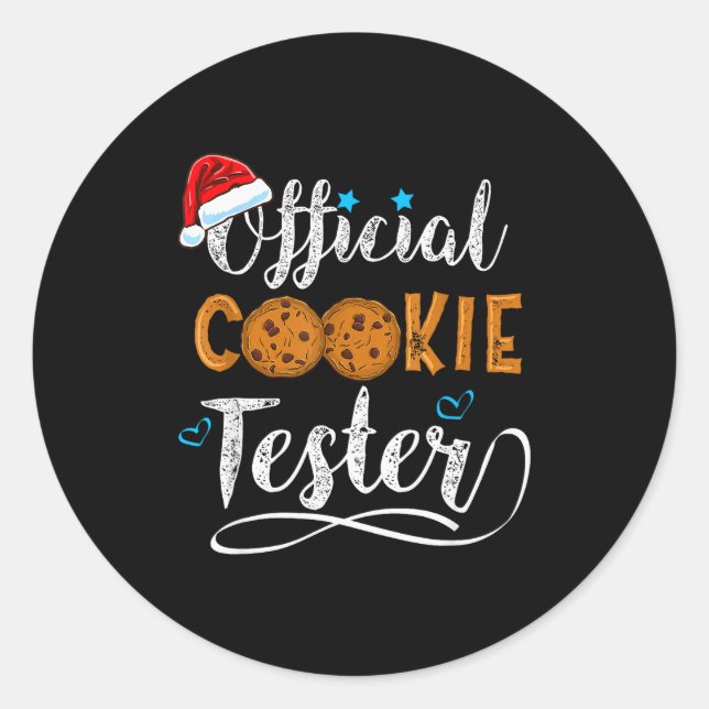 Pegatina Redonda Cookie Tester Christmas Baking Team  (Anverso)