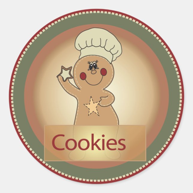 Pegatina Redonda Cookie Treat Gingerbread (Anverso)