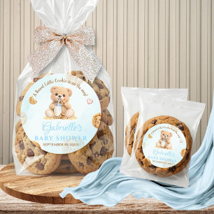 Pegatina Redonda Cookies and Milk Baby Shower - Teddy Baby Shower