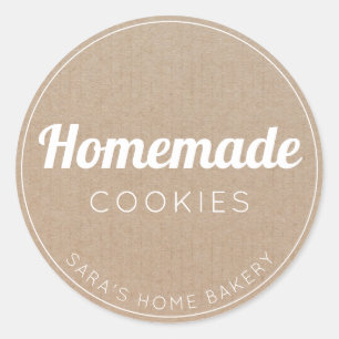 Pegatina Redonda Cookies caseras Papel de Kraft simple