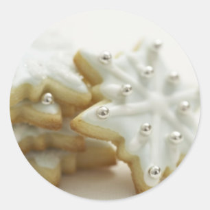 Pegatina Redonda Cookies de copos de nieve