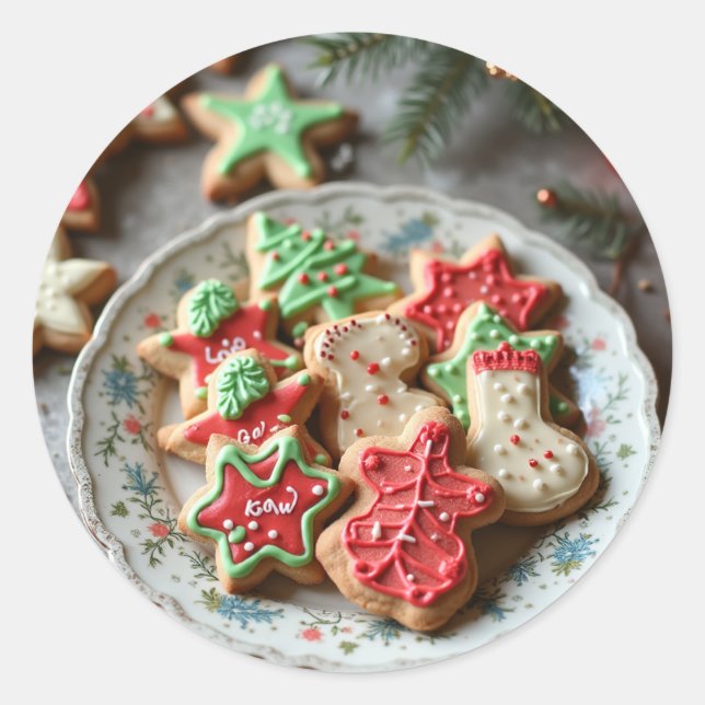 Pegatina Redonda cookies de los navidades (Anverso)