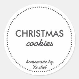 Pegatina Redonda Cookies de Navidades caseros negros modernos y sim