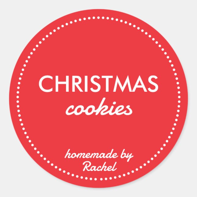 Pegatina Redonda Cookies de Navidades caseros rojos modernos y simp (Anverso)