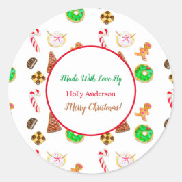 Pegatina Redonda Cookies de Navidades de acuarela
