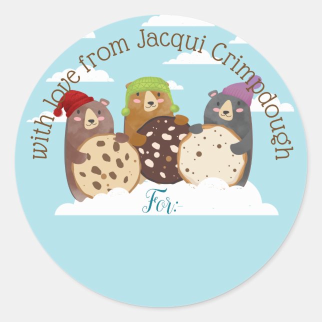 Pegatina Redonda cookies de Navidades de oso personalizadas desde (Anverso)