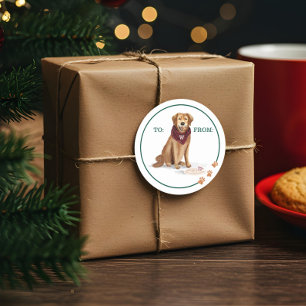 Pegatina Redonda Cookies de Navidades del perro travieso de oro