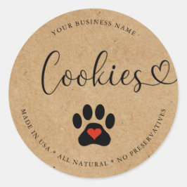 Pegatina Redonda Cookies de perro rustico Gourmet natural