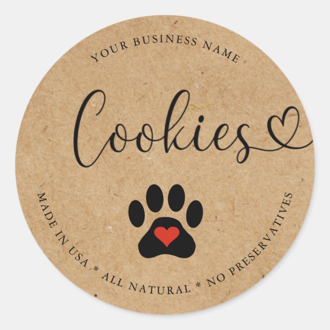 Pegatina Redonda Cookies de perro rustico Gourmet natural (Anverso)