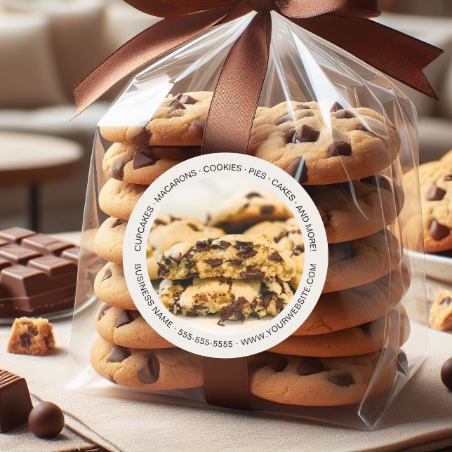 Pegatina Redonda Cookies fotográficas de Personalizados de panaderí (Bakery Custom Photo Cookies Classic Round Sticker)