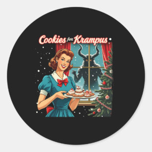 Pegatina Redonda Cookies para Navidades graciosos de Krampus Xmas K