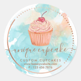 Pegatina Redonda Cookies Sweet Pastry Bakery Ombre Berry Cupcake