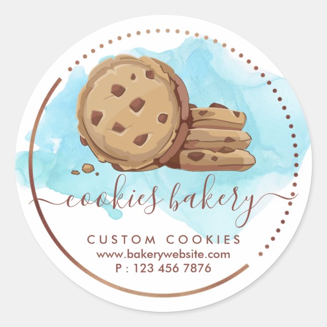 Pegatina Redonda Cookies Sweet Pastry Ombre Girly Bakery Caterer (Anverso)