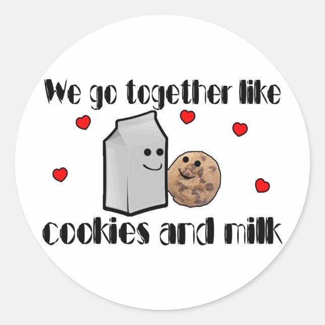 Pegatina Redonda Cookies y amor a la leche (Anverso)