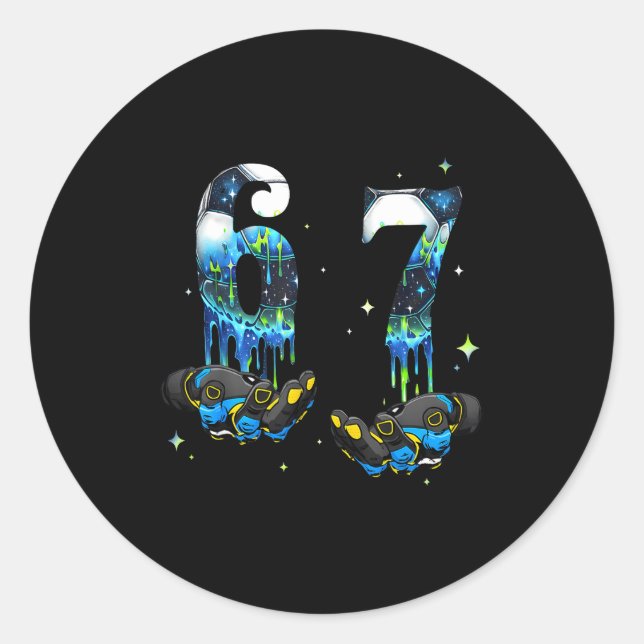 Pegatina Redonda Cool 67 Six Seven Meme Soccer Football Drip Boys K (Anverso)