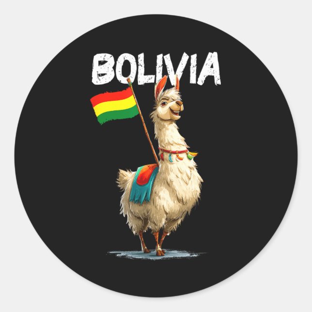 Pegatina Redonda Cool Bolivian Llama Costume For Bolivia Lovers  (Anverso)