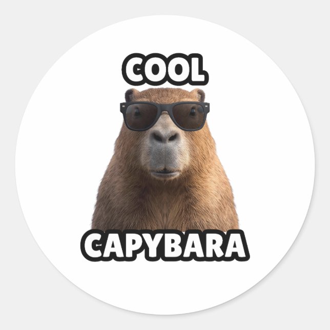 Pegatina Redonda Cool Capybara Sticker (Anverso)