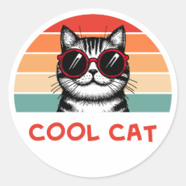 Pegatina Redonda Cool cat 2