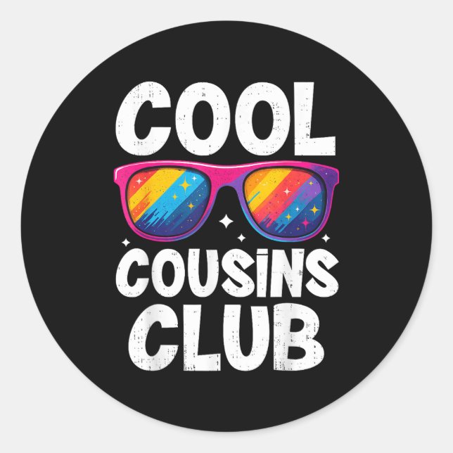 Pegatina Redonda Cool Cousins Club Family Matching Funny Cousin Squ (Anverso)