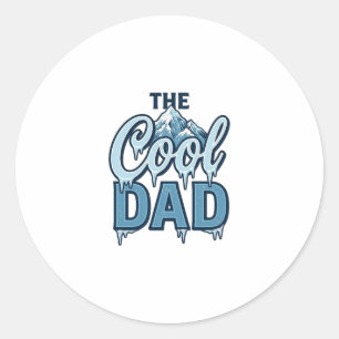 Pegatina Redonda Cool Dad Mountain Diseño Gráfico Vintage_1