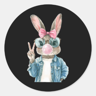 Pegatina Redonda Cool Easter Bunny Blow Bubble Gum Rabbit Egg Hunt 