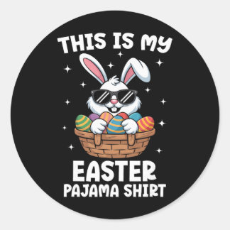 Pegatina Redonda Cool Easter Egg Sket Bunny This Is My Easter Pajam
