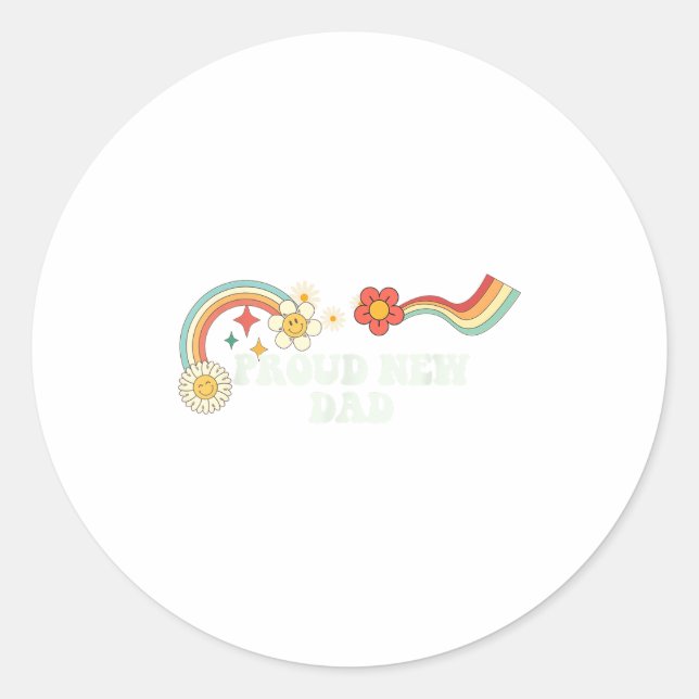 Pegatina Redonda Cool Groovy Quote Proud New Dad Saying Art  (Anverso)